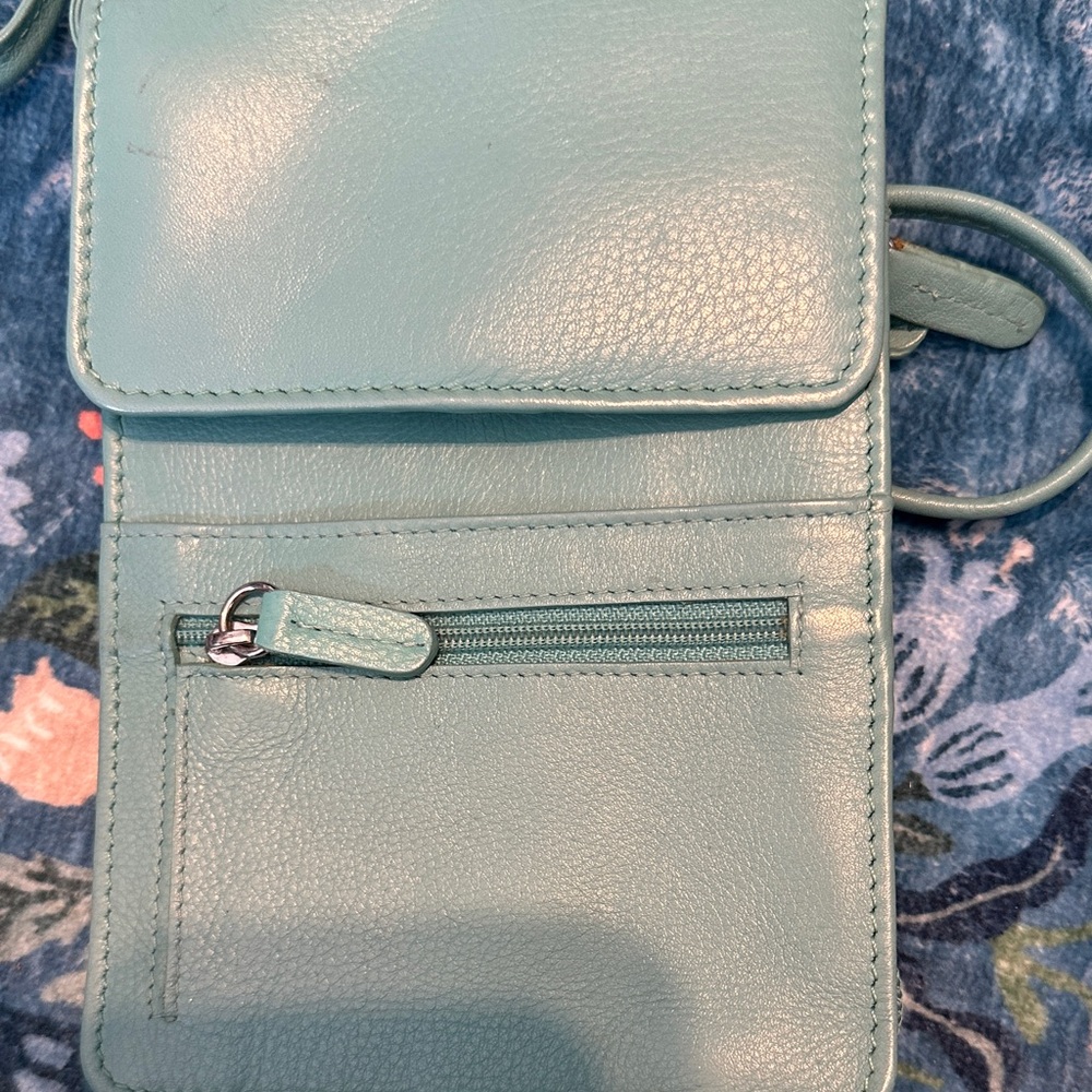 Elegant Teal Leather Phone Bag - Picture 2 of 5